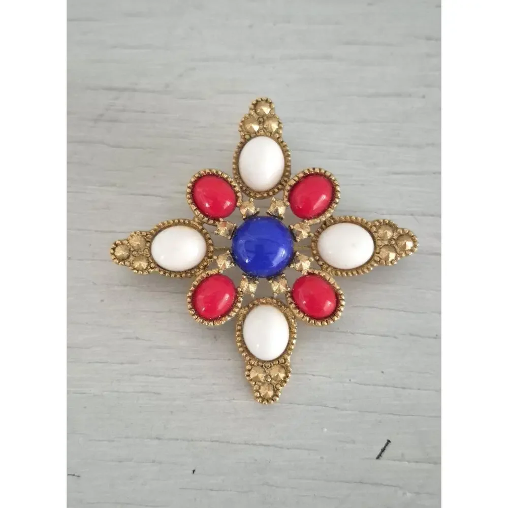 Vintage Sarah Coventry Americana Maltese Cross Brooch Pin